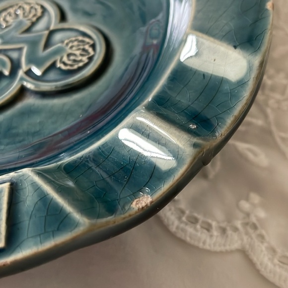 Herbert Wittekind German astray. Deep teal Crazing & small chips. 5.75 diameter. - Picture 4 of 8